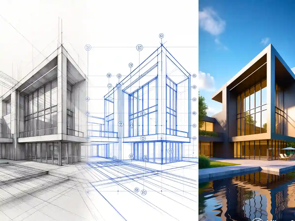 Rendering drawing evolution from CAD blueprint to stylized architectural visualization workflow 2025